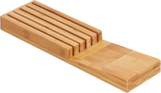 Relaxdays messenblok bamboe, messenhouder voor 17 messen, organizer voor in lade, 5 x 43 x 28,5 cm, natuur