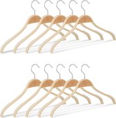 Relaxdays 10x kledinghangers hout - klerenhangers - natuurlijke uitstraling - 40 cm