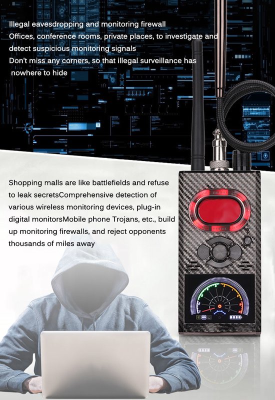 Détecteur espion K68 Détecteur RF infrarouge Détecteur de caméra cachée  Détecteur de balayage GPS anti-localisation