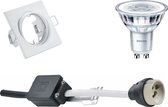 LED Spot Set - GU10 Fitting - Inbouw Vierkant - Mat Wit - Kantelbaar 80mm - Philips - CorePro 827 36D - 4W - Warm Wit 2700K - Dimbaar