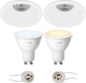 Pragmi Pollon Pro - Inbouw Rond - Mat Wit - Verdiept - Ø82mm - Philips Hue - LED Spot Set GU10 - White Ambiance - Bluetooth