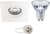 LED Spot Set - Prima Rodos Pro - GU10 Fitting - Inbouw Vierkant - Mat Wit - 93mm - Philips - MASTER 927 36D VLE - 4.9W - Warm Wit 2200K-2700K - DimTone Dimbaar