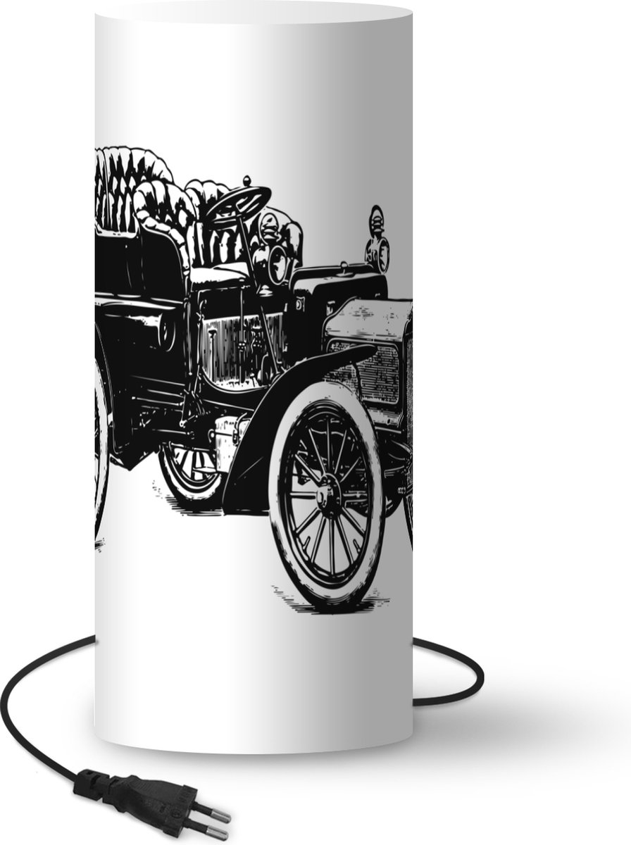 Lamp - Nachtlampje - Tafellamp slaapkamer - Oude retro auto - 33 cm hoog - Ø14.3 cm - Inclusief LED lamp