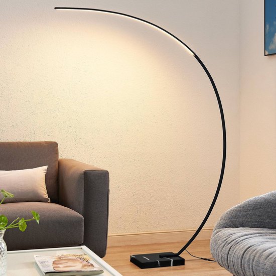Lindby - booglamp- met dimmer - 1licht - aluminium, ijzer, marmer - H: 180  cm -... | bol.com