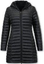 Dames Jas Slim Fit Dubbelzijdige Parka - Zwart