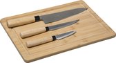 Five - Snijplank - Messenset - Keukenset - 4 delig - Bamboe