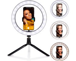 Grundig Selfie Ringlamp op Statief - Ring Light - voor Smartphone - Social Media en Vlogs - LED - Flexibel - 25 cm
