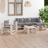 Decoways - 6-delige Loungeset met kussens pallet grenenhout