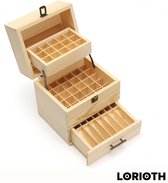 LORIOTH® Etherische Oliën opbergdoos - Oliebox 3 lagen - Olie Opbergdoos 59 Slots - Hout - Duurzaam