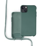 Housse en silicone Coverzs avec cordon pour Apple iPhone 13 Mini - vert foncé