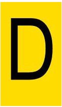 Mini letter D, geel zwart 9 x 13 mm - 110/vel