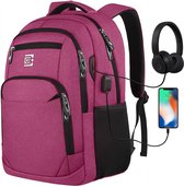 marcello laptop rugzakken met USB oplaadpoort mannen vrouwen voor werk school universiteit rugzak voor jongens tieners met laptop compartiment & anti diefstal tas (15.6 inch roze)