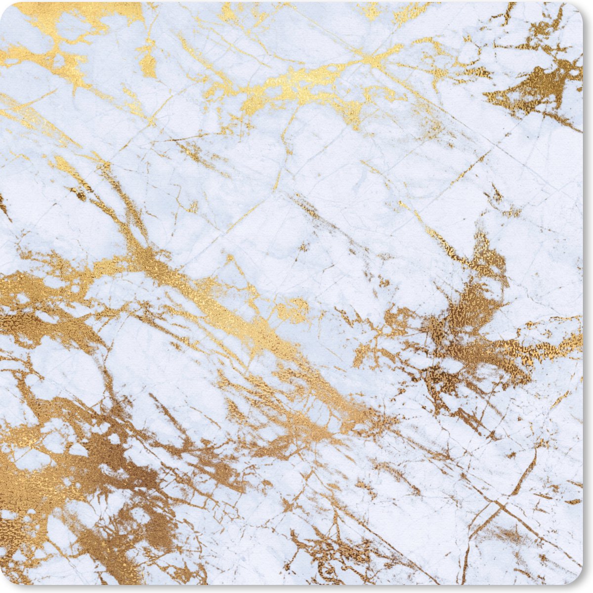 Muismat 30x30 cm - Mousepad Marmer - Goud - Wit - Muismatten