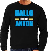 Apres ski trui Hallo ich bin Anton zwart  heren - Wintersport sweater - Foute apres ski outfit/ kleding/ verkleedkleding S