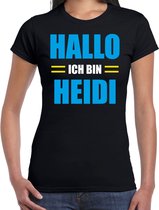 Apres ski t-shirt Hallo ich bin Heidi zwart  dames - Wintersport shirt - Foute apres ski outfit/ kleding/ verkleedkleding S