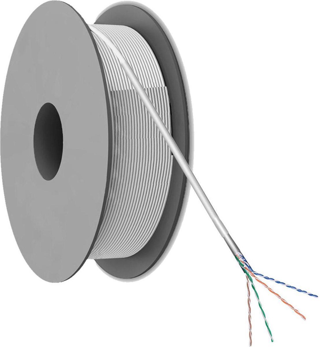 Netwerkkabel - Cat 5e - F/UTP - Vaste kern - CCA - 6mm - 50 meter - PVC - Op rol - Grijs - Allteq