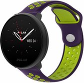 Siliconen Smartwatch bandje - Geschikt voor  Polar Ignite 2 sport band - paars/groen - Strap-it Horlogeband / Polsband / Armband