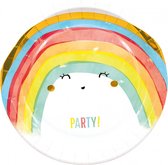 Procos Feestborden Rainbow 23 Cm Papier Wit 8 Stuks