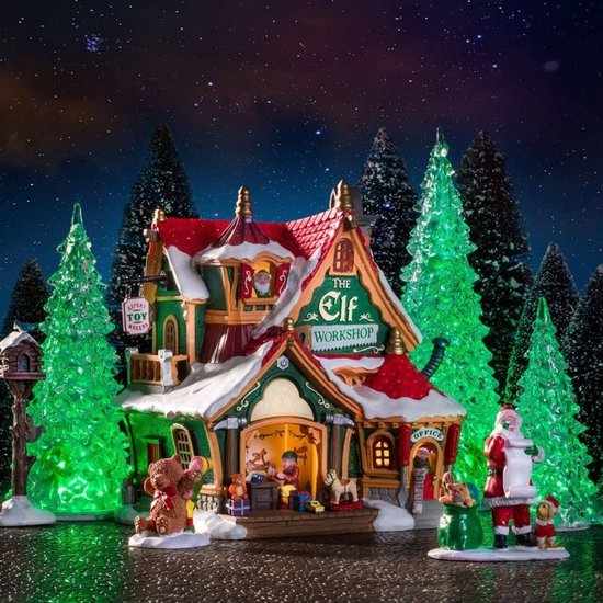LEMAX Albero Luminoso Di Cristallo Piccolo - Luce LED Colorata Variabile, Set Da 4, Per Villaggi E Decorazioni Natalizie