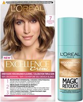 L'Oréal Excellence Crèmekleuring 7 Middenblond 1x & Magic Retouch Uitgroeispray Middenblond 1x 75 m Pakket