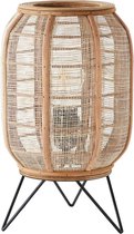 Brilliant lamp, Tanah tafellamp zwart/naturel, 1x A60, E27, 42W, met snoerschakelaar