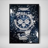 DEVICI Ingelijste Motiverende Wanddecoratie - Muurdecoratie - Audemars Piguet Royal Oak Chronograph Courageous - Ingelijste Canvas Wall Art Ingelijste Wanddecoratie Kantoor Ingelijste Kunstpo