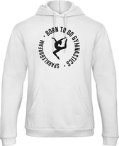 Sparkle&Dream - Trui ‘Born to do gymnastics’ Wit - 116 - voor turnen en gymnastiek