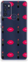 Telefoon Hoesje Motorola Moto G60s Silicone Hoesje Doorzichtig Lipstick Kiss