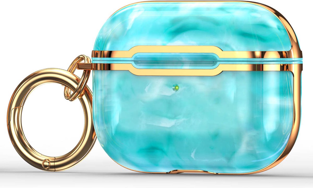 Case cover - Apple Airpods 3 - groen goud - siliconen marmerpatroon