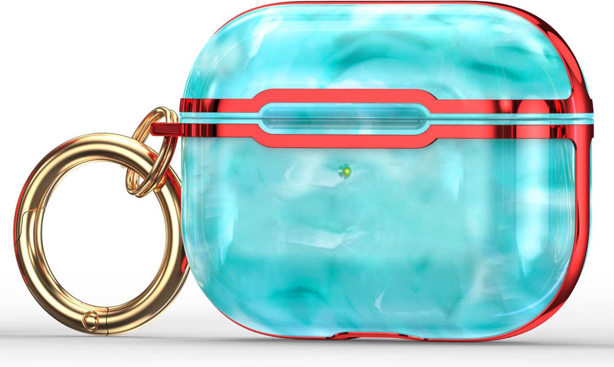 Case cover - Apple Airpods 3 - groen rood - siliconen marmer patroon
