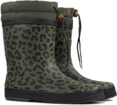 *gevoerd* FashionBootZ regenlaarzen leopard Groen - Zwart-38