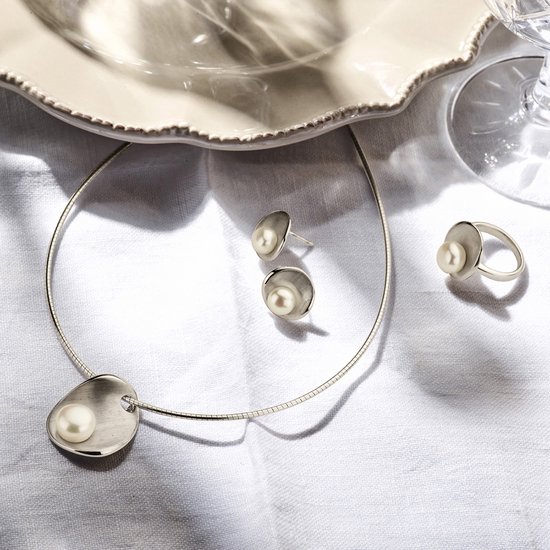 Clous d'Oreille The Jewelry Collection Pearl Poli / Matt - Argenté Rhodié