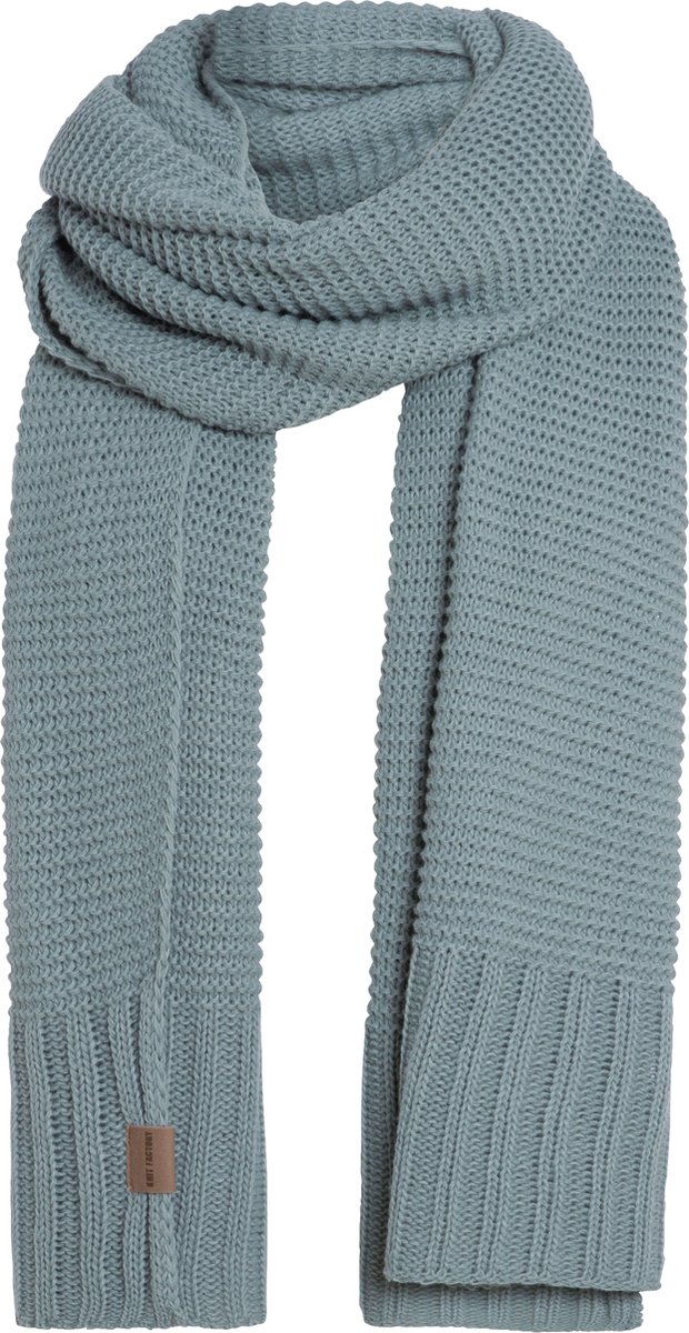 Knit Factory Jamie Gebreide Sjaal Dames & Heren - Herfst- & Wintersjaal - Langwerpige sjaal - Wollen sjaal - Heren sjaal - Dames sjaal - Unisex - Stone Green - Groen - 200x45 cm
