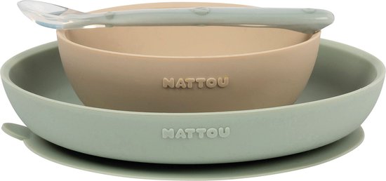 Nattou Serviesset voor Kinderen 3 - Silicone -  cm  - Beige