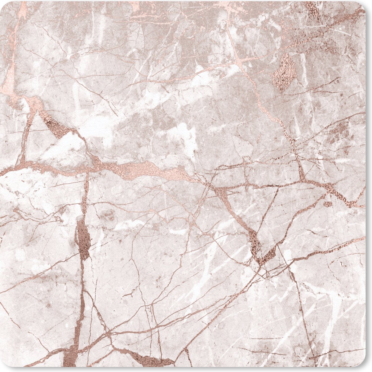 Muismat 20x20 cm - Mousepad Marmer - Roze - Rosé - Goud - Muismatten