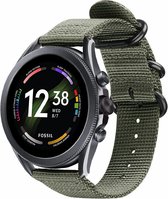 Strap-it Nylon gesp smartwatch bandje - geschikt voor Fossil Gen 6 44mm / Gen 5 / Gen 5e 44mm - groen