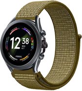 Strap-it Nylon smartwatch bandje - geschikt voor Fossil Gen 6 44mm / Gen 5 / Gen 5e 44mm - olijfgroen