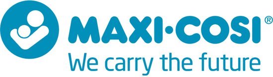 Maxi-Cosi logo met de slogan 'We carry the future'.