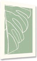 Akoestische panelen - Geluidsisolatie - Akoestische wandpanelen - Akoestisch schilderij AcousticBudget® - paneel met getekend monstera blad - design 60 - 70x50 - Wanddecoratie - wo