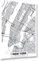 Akoestische panelen - Geluidsisolatie - Akoestische wandpanelen - Akoestisch schilderij AcousticBudget® - paneel met plattegrond van New York, USA - design 73 - 70x50 - Wanddecorat