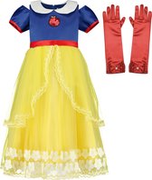 Prinsessenjurk meisje - Sneeuwwitje  - Verkleedjurk met rode cape - 134/140 (140) - Prinsessen Speelgoed