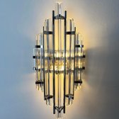 Bamyum Champion Indoor Wandlamp Gemaakt van Metaal (Chroomkleur) en Glas in 25 x 45 cm Lamp Woonkamer Vintage Decoratie voor Alle Kamers Wandlamp Indoor Wanddecoratie Modern