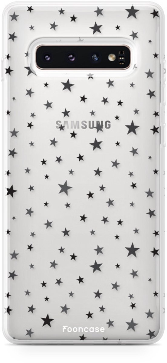 Fooncase Hoesje Geschikt voor Samsung Galaxy S10 Plus - Shockproof Case - Back Cover / Soft Case - Stars / Sterretjes