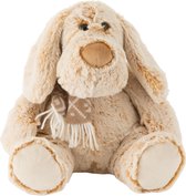 Hond - Hond+sjaal | pluche | beige | 25.5x22x (h)20 cm