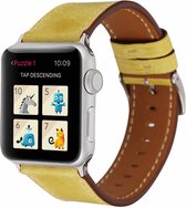 leren bandje geel met klassieke gesp voor Geschikt voor Apple Watch 42mm - 44mm vervangende horlogeband voor geschikt voor Apple Watch Series 6/5/4/3/2/1