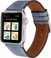 Lederen bandje blauw met klassieke gesp voor Geschikt voor Apple Watch 42mm - 44mm vervangende horlogeband voor geschikt voor Apple Watch Series 6/5/4/3/2/1