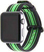 Nylon bandje voor de Geschikt voor Apple Watch 42mm - 44mm Zwart Groen voor Series 1|2|3|4|5|6|7