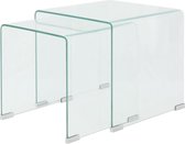 Decoways - Bijzettafel set 2-dlg transparant gehard glas