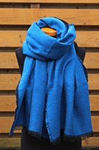 Dubbelgeweven sjaal in 2 kleuren Kobaltblauw/Zwart 72 x 200 cm