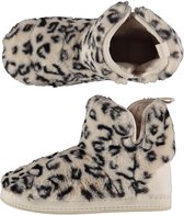 Apollo | Hoge sloffen dames | Fake Fur | Dierenprint | Beige | Maat 41/42 | Sloffen dames | Warme sloffen dames